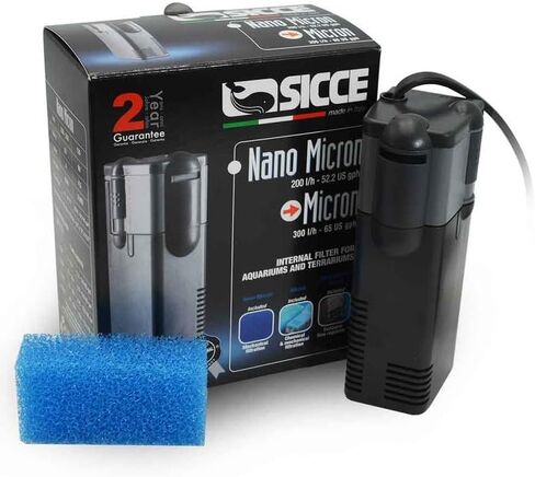 SICCE Nano Micron Small Internal Aquarium Filter 53 GPH Submersible | in-Tank Freshwater Saltwater Turtle Aquariums Application with Removable Filter Cartridges | Filter Media Included in Kuwait