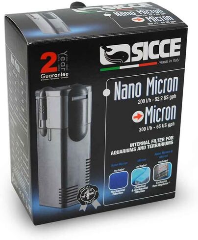 SICCE Nano Micron Small Internal Aquarium Filter 53 GPH Submersible | in-Tank Freshwater Saltwater Turtle Aquariums Application with Removable Filter Cartridges | Filter Media Included in Kuwait