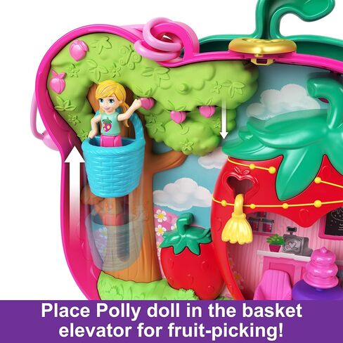 Polly Pocket Dolls and Playset, Travel Toy with Fidget Exterior, Straw-Beary Patch Compact with 12 Accessories in Kuwait
