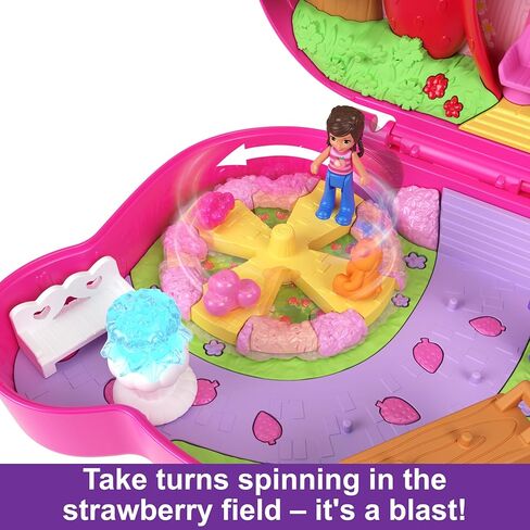 Polly Pocket Dolls and Playset, Travel Toy with Fidget Exterior, Straw-Beary Patch Compact with 12 Accessories in Kuwait