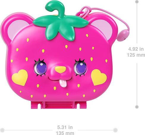 Polly Pocket Dolls and Playset, Travel Toy with Fidget Exterior, Straw-Beary Patch Compact with 12 Accessories in Kuwait