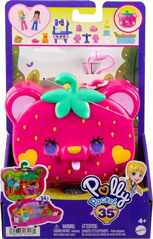 Polly Pocket Dolls and Playset, Travel Toy with Fidget Exterior, Straw-Beary Patch Compact with 12 Accessories in Kuwait