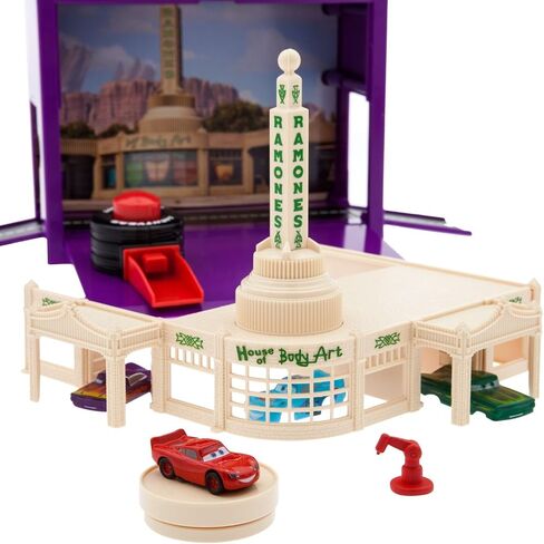 Disney Cars Disney Pixar Car Play Set - Toolbox Case with Lightning McQueen & Ramone Die Cast Cars, Launcher, Body Shop, Turntable, Track & More - Inspired by Disney Pixar Cars Films & Cars Land in Saudi Arabia