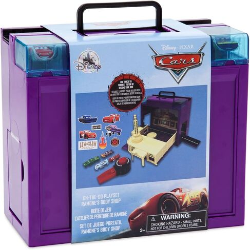 Disney Cars Disney Pixar Car Play Set - Toolbox Case with Lightning McQueen & Ramone Die Cast Cars, Launcher, Body Shop, Turntable, Track & More - Inspired by Disney Pixar Cars Films & Cars Land in Saudi Arabia