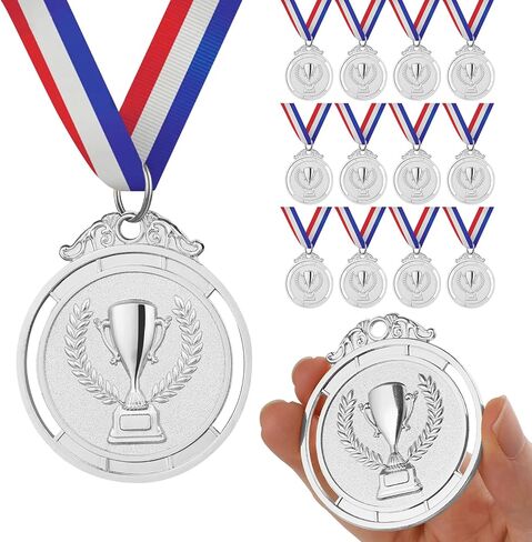 GeeRic 12 Pieces Gold Medal with Neck Ribbons, Kids Reward Medal, Winner Medals Gold Prizes for Sports, Competitions, Party, Olympic Style 2 inch in Kuwait