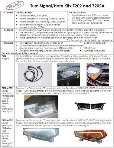 7101A-6085 Street Legal Kit With Front Accent and Turn Signal Lights For Polaris RZR/Trail/Turbo S/XP 1000/XP Turbo in Saudi Arabia