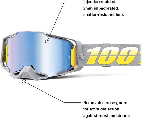 100% ARMEGA Premium Protective Sport Goggles with Ultra HD Lens & Nose Guard (Complex - Mirror Blue Lens) in Saudi Arabia