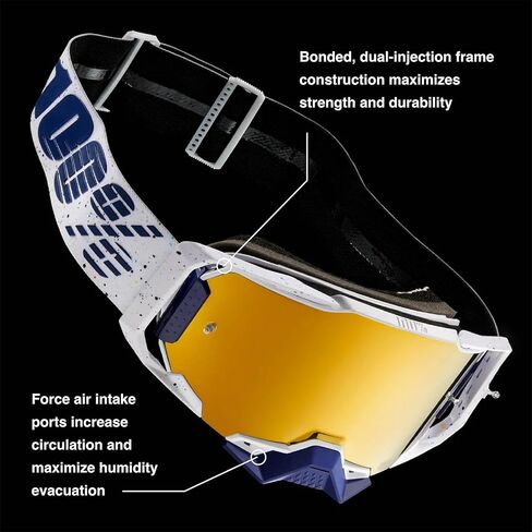 100% ARMEGA Premium Protective Sport Goggles with Ultra HD Lens & Nose Guard (Complex - Mirror Blue Lens) in Saudi Arabia