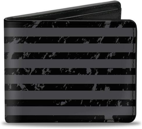 Buckle-Down Men's Ford Wallet, Bifold, Script Americana Flag Weathered Gray Black, Vegan Leather, 4.0" x 3.5" in Saudi Arabia