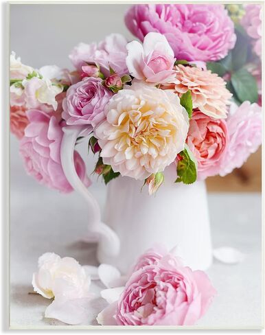 Stupell Industries Blushing Spring Bouquet Floral Photography Cottage Milk Pitcher, Design by Sarah Gardner Wall Plaque, 13 x 19, Pink in Saudi Arabia