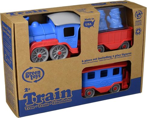 قطار جرين تويز، بلو سي بي - 6 قطع من اللعب التظاهري، المهارات الحركية، مجموعة لعب سيارات للأطفال. خالٍ من البيسفينول والفثالات والكلوريد متعدد الفينيل. آمن للاستخدام في غسالة الأطباق، بلاستيك معاد تدويره، صنع في الولايات المتحدة الأمريكية. in Kuwait