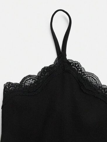 SOLY HUX Girl's Sleeveless Lace Trim Camisoles Spaghetti Strap Ribbed Crop Tank Tops in Saudi Arabia