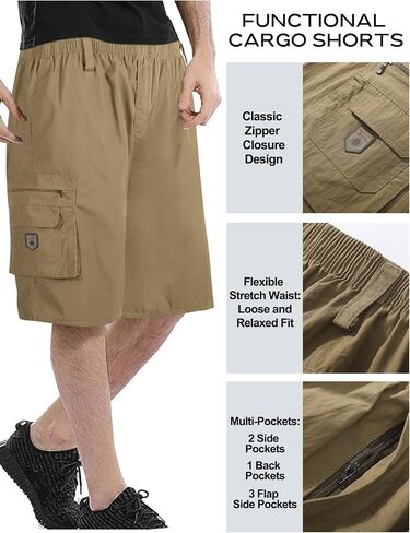 Mens Cargo Shorts Relaxed Fit Lightweight Outdoor Quick Dry Work Casual Shorts for Men with Multi-Pockets in Saudi Arabia
