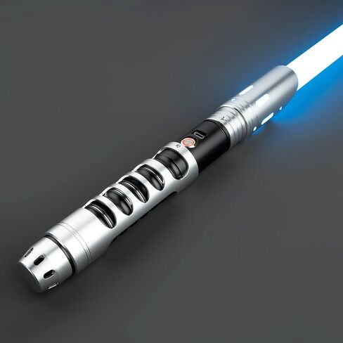 Motion Control Light Saber Smooth Swing Lightsabers Heavy Duty Metal Hill FX Dueling Saber with 16 Sounds Fonts 16 RGB Infinite Color Changing Cosplay（Silver） in Saudi Arabia