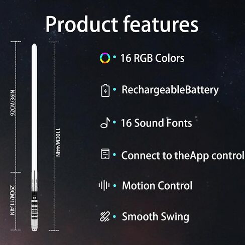 Motion Control Light Saber Smooth Swing Lightsabers Heavy Duty Metal Hill FX Dueling Saber with 16 Sounds Fonts 16 RGB Infinite Color Changing Cosplay（Silver） in Saudi Arabia