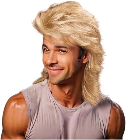 Mullet Wig 80s Men Wig,Punk Rocker Hair Party Daily Halloween Costumes Long Wigs in Saudi Arabia
