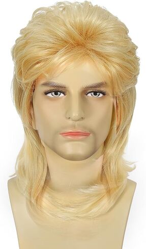 Mullet Wig 80s Men Wig,Punk Rocker Hair Party Daily Halloween Costumes Long Wigs in Saudi Arabia