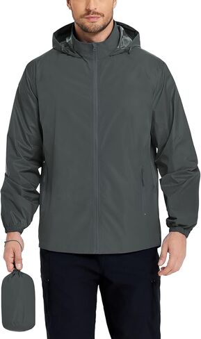 COOFANDY Mens Rain Jacket Waterproof Lightweight Raincoat Packable Rain Shell Jacket With Hood for Golf Hiking Running in Saudi Arabia