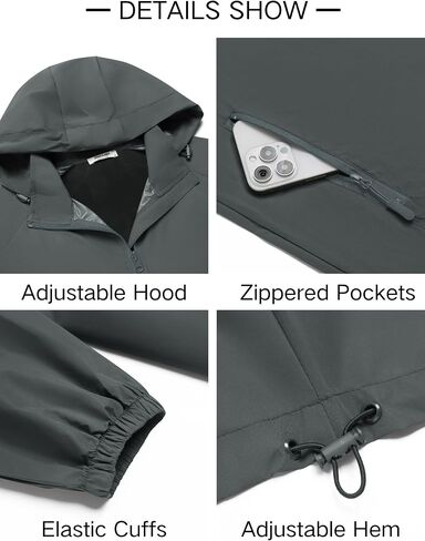 COOFANDY Mens Rain Jacket Waterproof Lightweight Raincoat Packable Rain Shell Jacket With Hood for Golf Hiking Running in Saudi Arabia