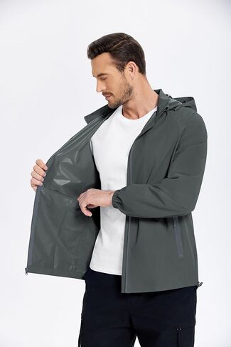 COOFANDY Mens Rain Jacket Waterproof Lightweight Raincoat Packable Rain Shell Jacket With Hood for Golf Hiking Running in Saudi Arabia