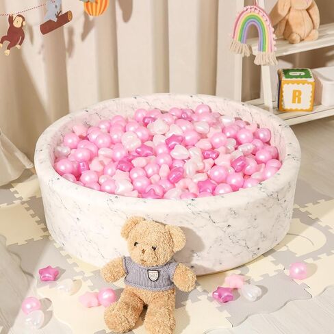 STARBOLO Ball Pit Balls Play Balls for Toddlers -100 pcs Balls Stars and Hearts for Kids Playpen BPA Free Crush Proof Plastic Balls for Baby Pool Party Banner, DIY Friendship Bracelet in Kuwait