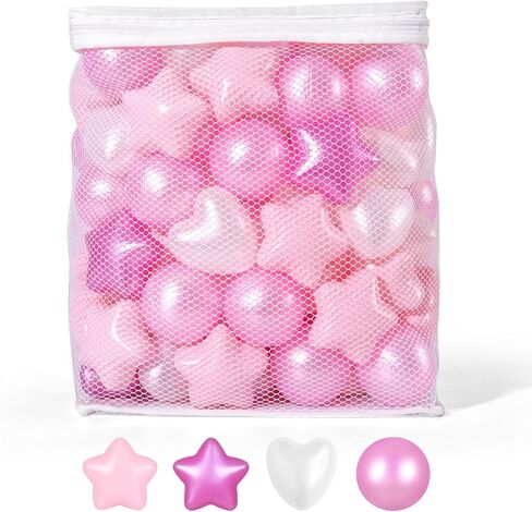 STARBOLO Ball Pit Balls Play Balls for Toddlers -100 pcs Balls Stars and Hearts for Kids Playpen BPA Free Crush Proof Plastic Balls for Baby Pool Party Banner, DIY Friendship Bracelet in Kuwait