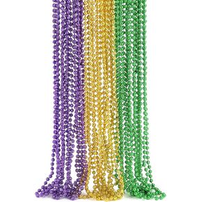 24PCS Metallic Colorful Bead Necklace Party Favors, 33" Beaded Necklace Costume Women Men Stuff