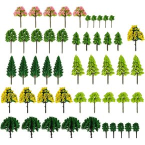 Yetaha 55 Pcs Mixed Model Trees, Miniature Tree, Fairy Garden Plant Ornament Model Train Scenery Architecture Green Tree Model for Micro Landscape DIY Craft Home Decoration