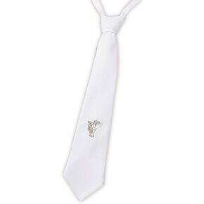 Boys First Holy Communion Gold Embroidered Chalice Design 14" White Cotton Adjustable Dress Neck Tie