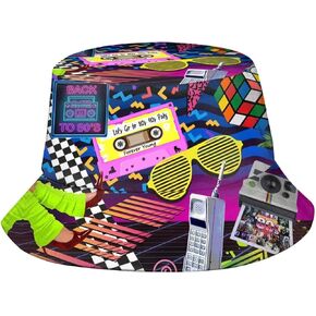 Fashion Retro 80s 90s Bucket Hats for Women Men Rave Festival Party Outfit