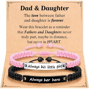 UPROMI Matching Father Daughter Bracelet Birthday Fathers' Day Christmas Gifts for Dad Daddy from Daughter Gift Ideas