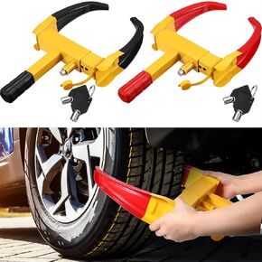 2 Pcs Wheel Lock for Cars, Heavy Duty Trailer Wheel Lock Universal Security Tire Lock Anti Theft Lock for Vehicles Boot SUV ATV Boat Motorcycle Golf Cart Deterrent(Red and Black)