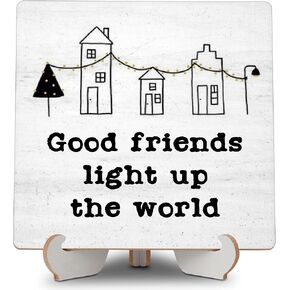 Coffee Signs Decor for Coffee Bar, Wood Farmhouse Wall Sign, Decor for Kitchen Home Office Cafe Coffee Station Housewarming Gift, 5"x 5"-c09