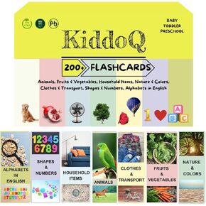 207 Thick Flash Cards for Toddlers, First Words Flashcards, Letter, Number, Color, Animal, Baby Flash Cards, Ages 1 2 3 4, Toddlers Learning Flash Cards, Montessori Toys Curious Activity Cards