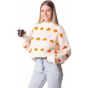 Madore Orange Pumpkin Sweater for Women - Adult Pullover Autumn Outfits Plus Halloween Fall 2024 Woman Womens