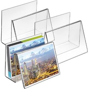 Clear Acrylic Postcard Holder Greeting Card Display Clear Business Card Stand Rack for Index Card Organizer Desk Table Home Office, 6 x 4.25 x 4.5 Inches(3 Pcs)