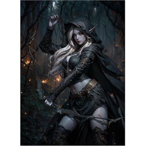 100 PCS MTG Card Sleeves with 100 PCS Perfect Fit Sleeves, Art Matte Card Sleeves with Inner Sleeves - Fit Standard Size Cards - Dark Elven Archer