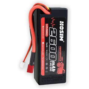 Hosim 2PCS 2S 7.4V 2600mAh Lipo Battery 25C with 2 USB Chargers, 1 Battery Bag & 1 Strap for Brushless RC Car Truck RC Vehicles Boat Battery Fit for X08 X07 X07W High Speed RC Cars 1/10 Scale