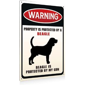 Aluminium plate 759 Funny Dog Aluminium Plate Signs Farmhouse Decor Property is Protected By A Beagle Decorative Signs Plaques for Women Family Friends Dog Lover Shelf Table Decoration