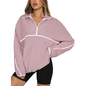 LASLULU Womens Half Zip Pullover Sweatshirt Sherpa Fleece Jacket Oversized Sweatshirt Warm Fuzzy Sweaters Pockets
