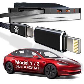 2024 Upgrade USB Charger Hub for Tesla Model Y/3 [45w Fast Charge] 4-Ports Center Console Retractable Phone Charger, Docking Station Suit Model Y (2021-24) and Model 3(2021-23)(Not Fit Model 3 2024)