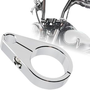 1 1/4" Billet Handlebar Frame Mount Clutch Cable Brake Line Clamp for Harley Models,Chrome