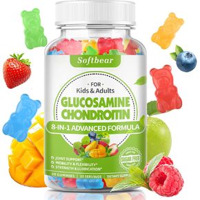 Glucosamine Chondroitin Gummies Sugar Free, Extra Strength Glucosamine Chondroitin MSM with Elderberry & Turmeric Supplement Support Joint & Antioxidant, Delicious Elderberry Flavored 120 Count in Kuwait