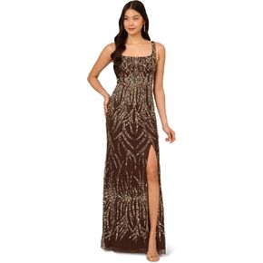 Adrianna Papell Women's Sleeveless Bead Long Dress