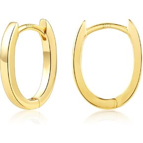 Sterling Silver Hoop Earrings for Women Small Hoop Earrings Hypoallergenic Small Oval Huggie Hoop Earrings Minimalist Geometric Silver Huggie Hoops Earrings for Jewelry Gifts