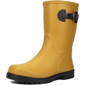 Women's mid length lightweight and anti slip fashionable rubber rain boots