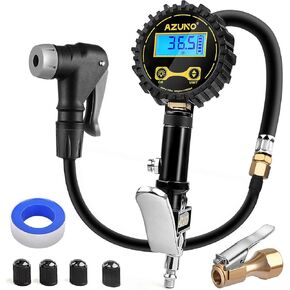 AZUNO Electric Bike Pump Tire Inflator, Rechargeable Bicycle Pump with 7800mAh Battery, and Type-C Charging, Presta and Schrader Valve