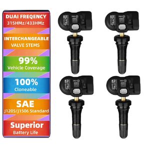 Autel TPMS Sensors, Autel MX Sensor, tire Sensor, tpms Sensor 4pcs Pack Rubber Stem 315/433MHz TPMS Sensors Universal Tire Sensor Programmed by TPMS Tool TS401 TS408 TS508 TS601 TS608 TS900 MK808TS