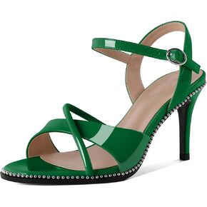 AUMOTED Women Stiletto High Heels Peep Open Toe Sandals Criss Cross Strappy Heels Wedding Office Cute Party Classic 3.1 Inch Summer Heels