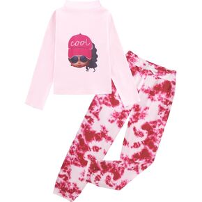Girls 2 Piece Outfit Sweatsuits Tie Dye Clothes Set Long Sleeve Sweatshirts Sweatpants Athletic Tracksuit 4-13Y